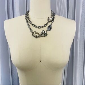 Jessica Simpson Chain Necklace Rhinestones and Leaf 37”